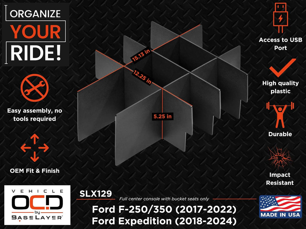 Vehicle OCD - Center Console Organizer for Ford F250/350/450 SuperDuty (2017-...