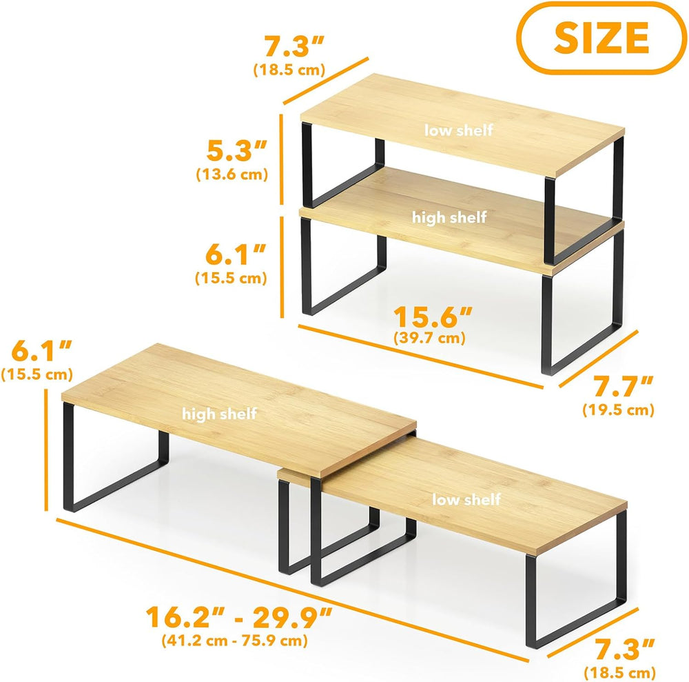 SpaceAid Cabinet Shelf Organizers 2 Pack, Kitchen Counter Rack Shelves Riser,...