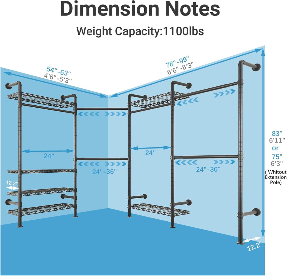 Timate L4 L Shape Garment Rack Heavy Duty Clothes Racks for Hanging Clothes, ...