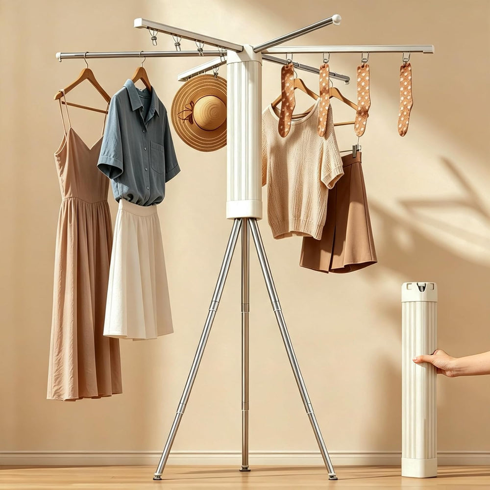 Foldable Tripod Clothes Drying Rack, Portable Laundry Rack for Travel