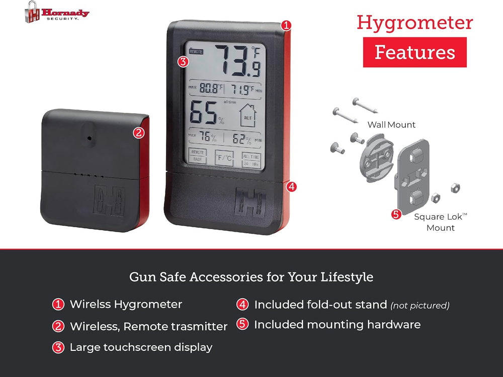 Hornady Wireless Hygrometer, 95907 - Includes a Remote Base & Digital Tou...