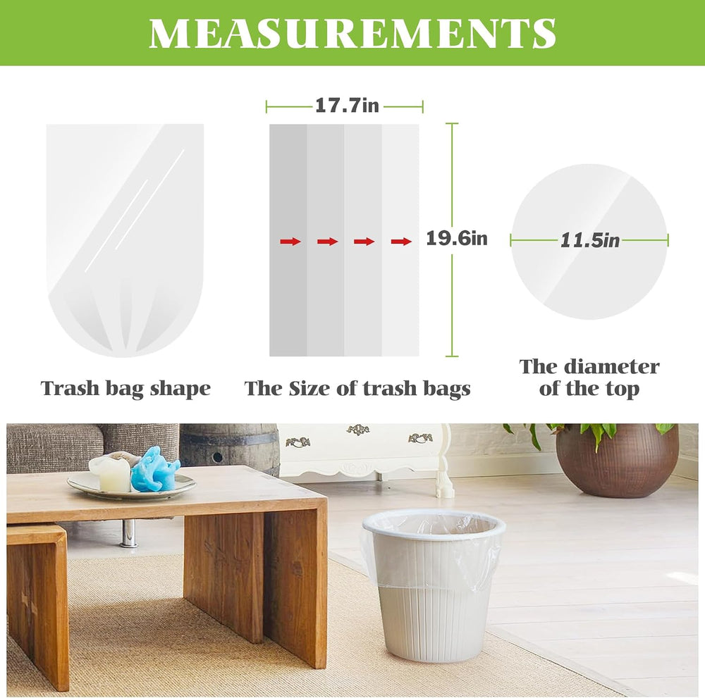 Teivio Small Clear Trash Bags 4 Gallon 2000 Count Kitchen Bulk Garbage Bags