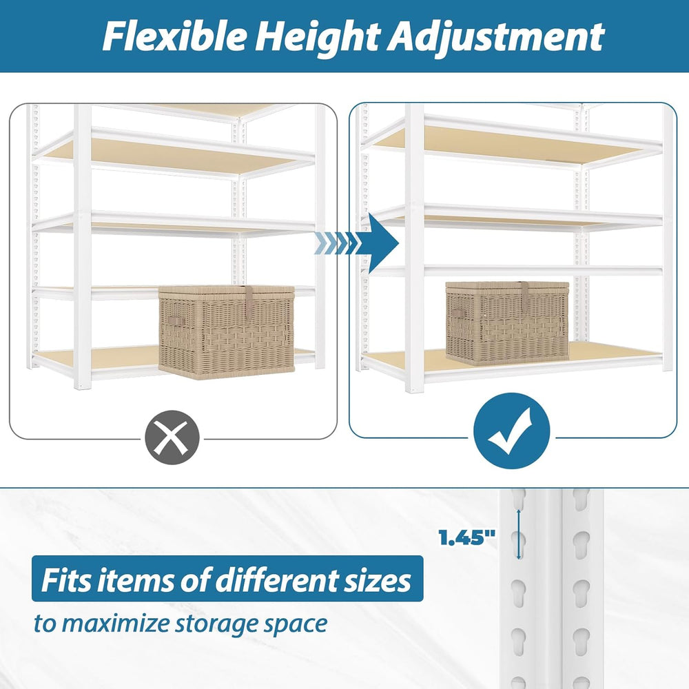 PrimeZone 24"W x 16"D x 59"H Closet Storage Shelves, 5-Tier Me...