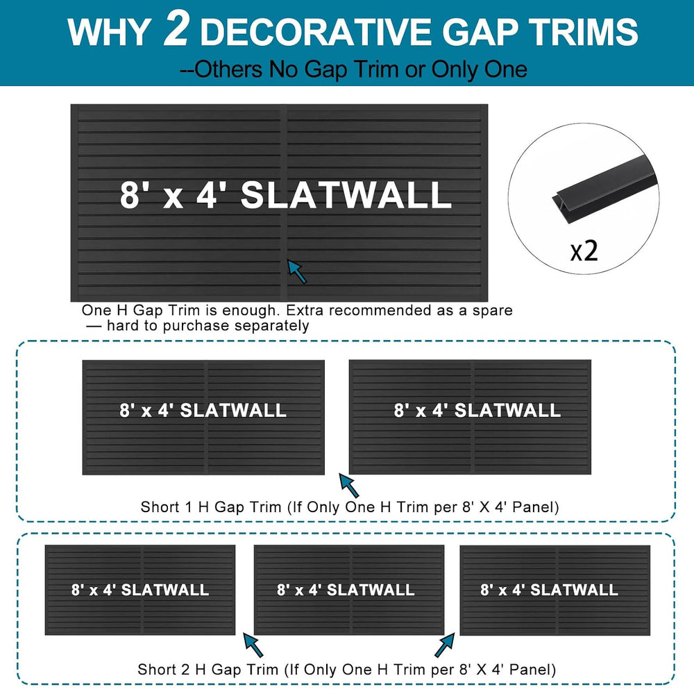PVC Slat Wall Paneling 4x8 ft, Black Slatwall Panel for Storage