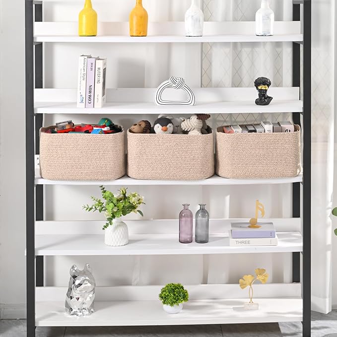 Large Storage Baskets for Organizing Shelves, Woven Cotton Rope Bins for Baby...