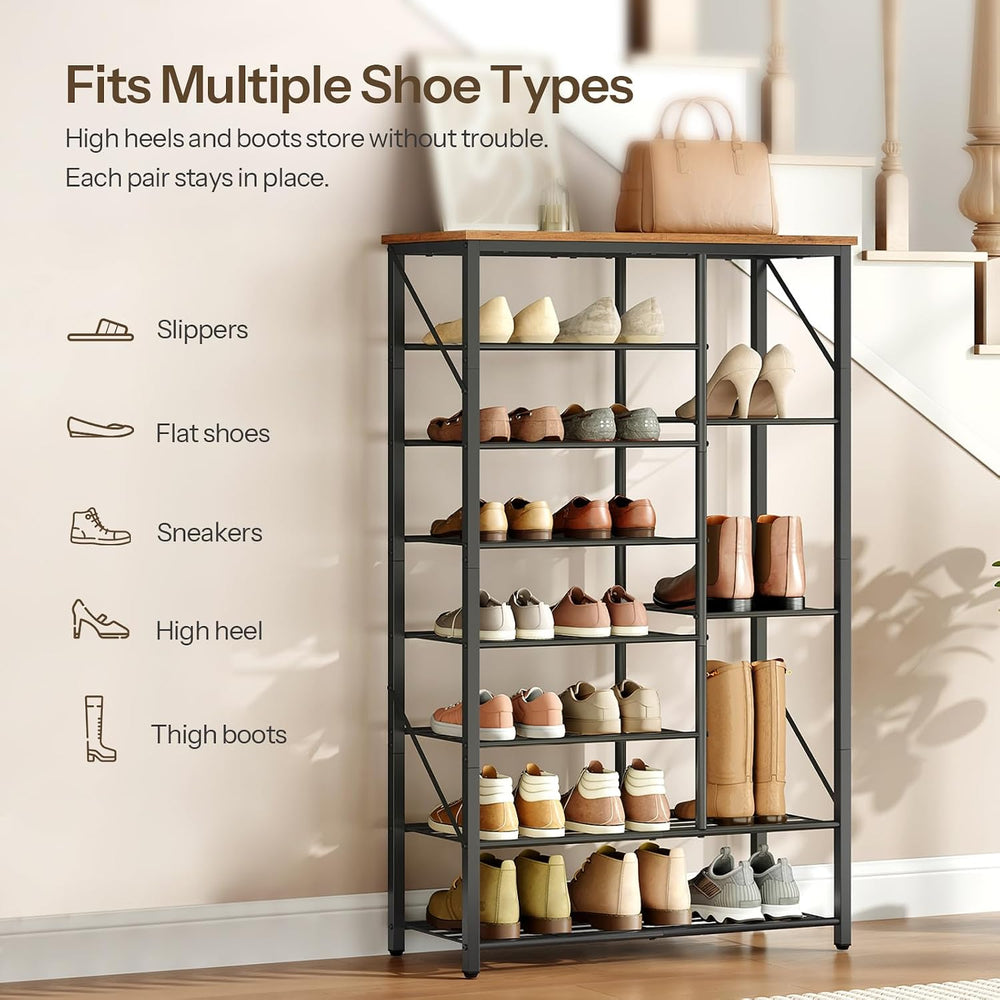 HOOBRO 8 Tier Shoe Rack for Entryway, Large Capacity Tall Shoe Storage