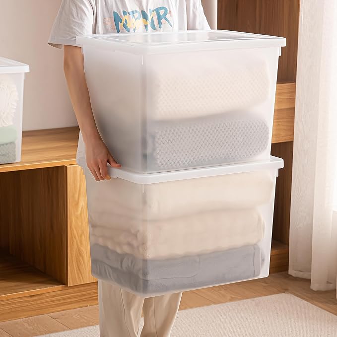 Stackable Plastic Storage Bins (4 Pack)