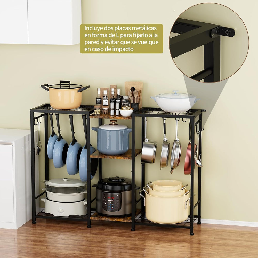 Pot Rack —Expandable Pot and Pan Organizer Rack, Freestanding Kitchen Pot and...