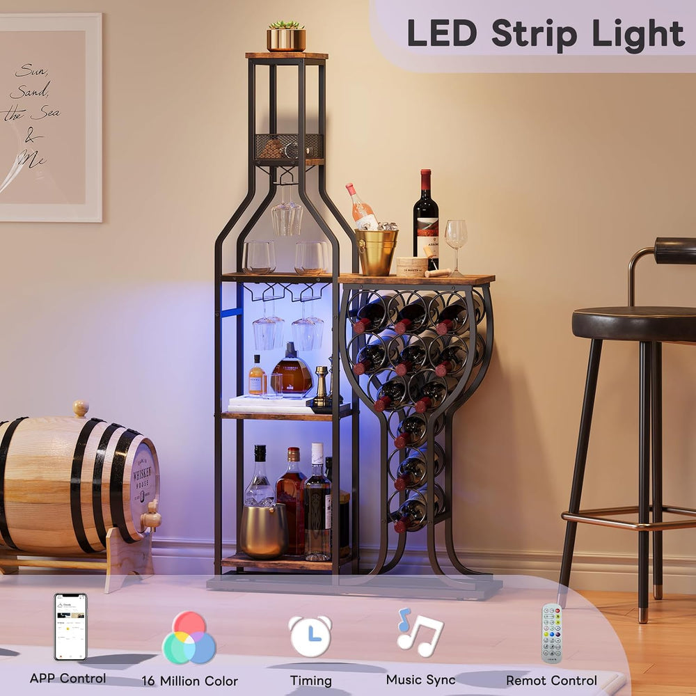 HavenlyYouth Liquor Cabinet for Home Bar, 5-Tier Wine Rack Freestanding Floor...