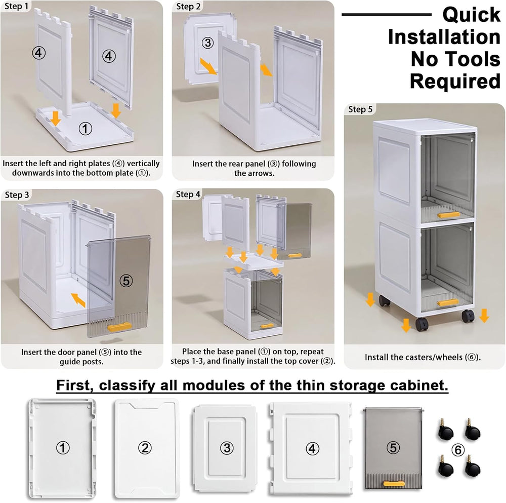 6-Tier Tall Narrow Storage Cabinet, Slim Bathroom Storage Cabinet with door