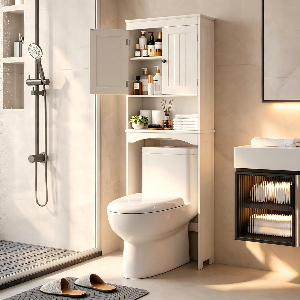Bealife Over The Toilet Storage Cabinet with Open Shelf - White
