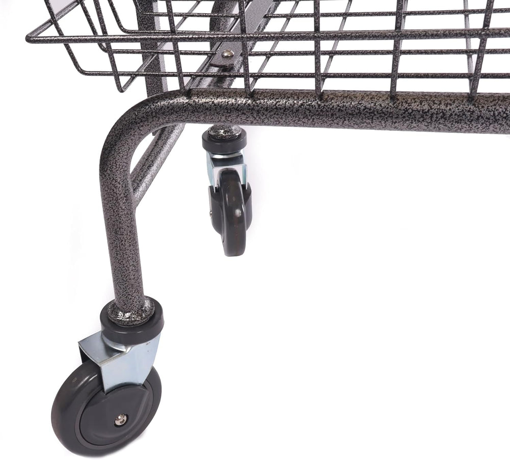 Heavy Duty Uhandle Laundry Cart with 5" Wheel (Charcoal Grey Pole Rack)