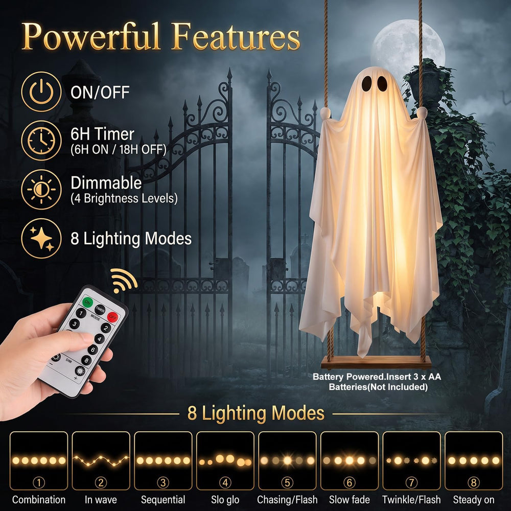 Halloween 5FT Swinging Ghost Outdoor Decor, Halloween Decorations Outdoor