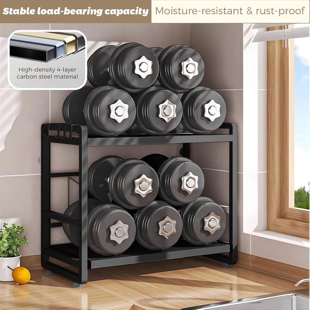 2-Tier Microwave Rack - Height Adjustable & Extendable Kitchen Shelf with...