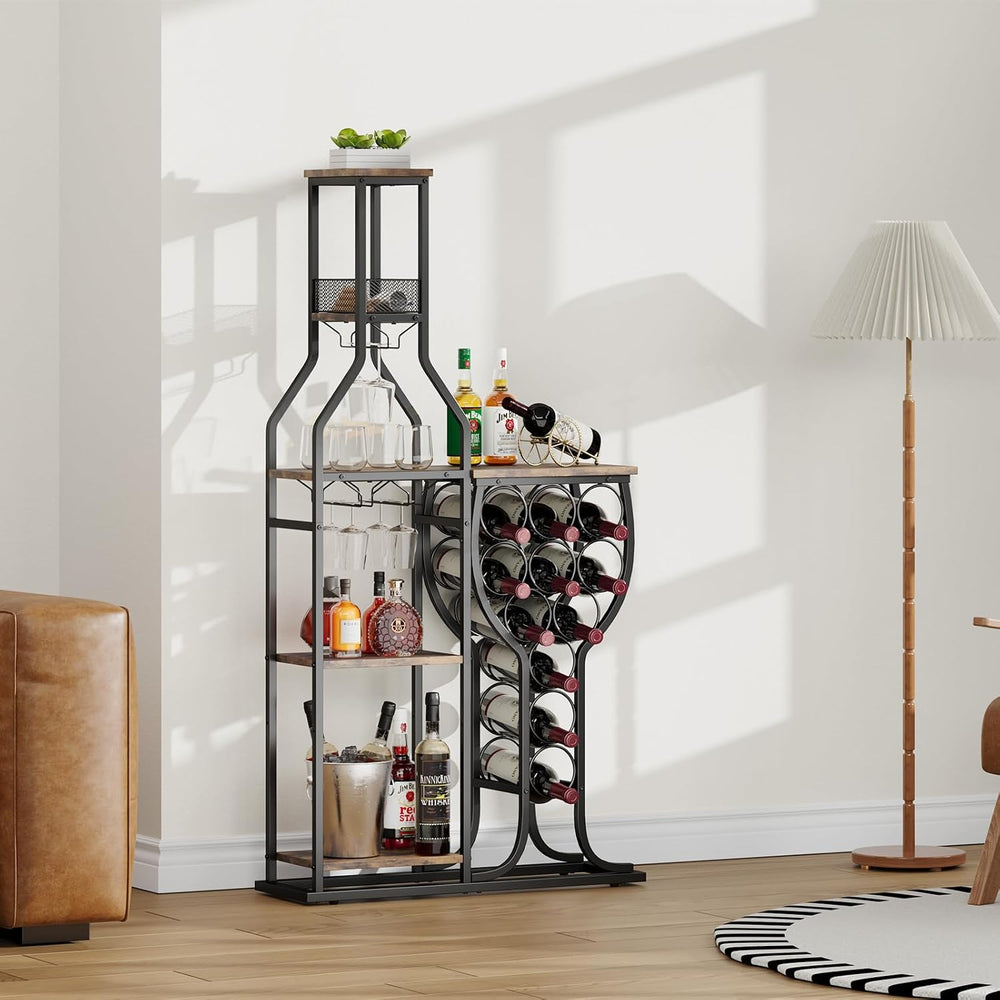 HavenlyYouth Liquor Cabinet for Home Bar, 5-Tier Wine Rack Freestanding Floor...