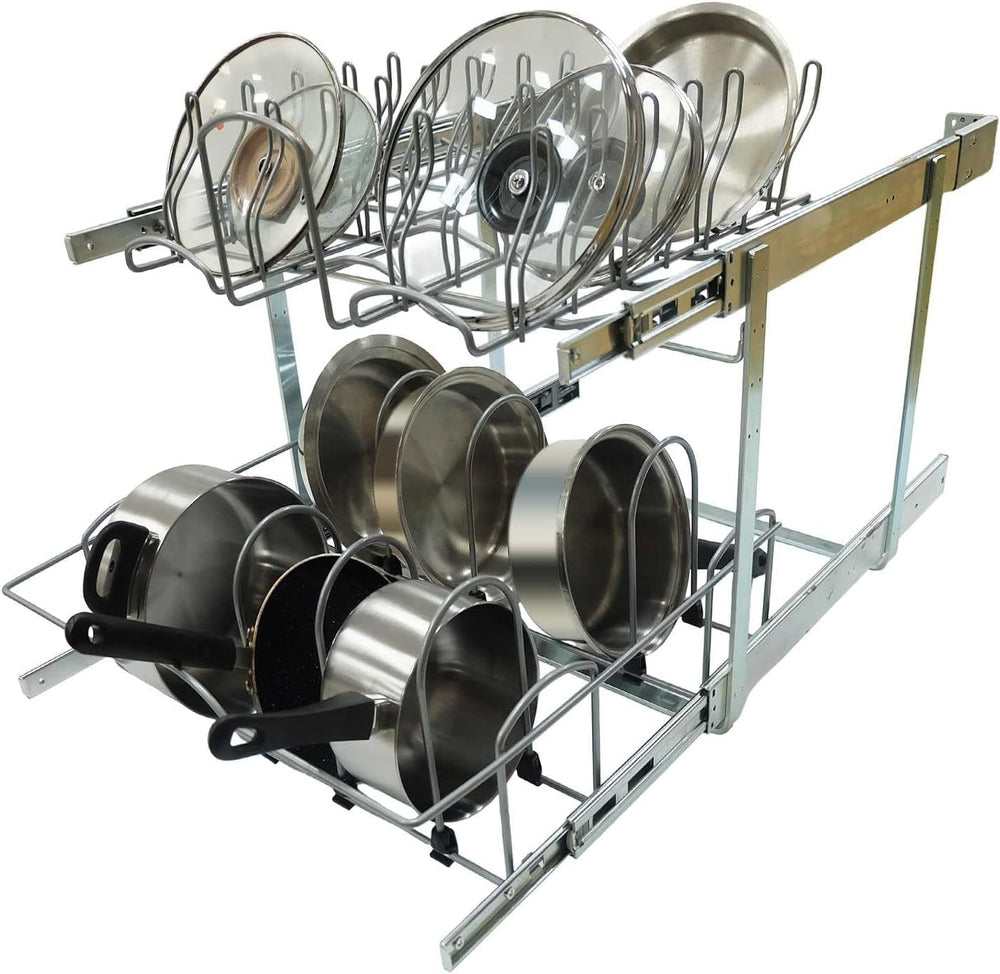 2 Tier Pull Out Pot and Pan Organizer,(20½"W x 22" D) Pull Out Cabi...