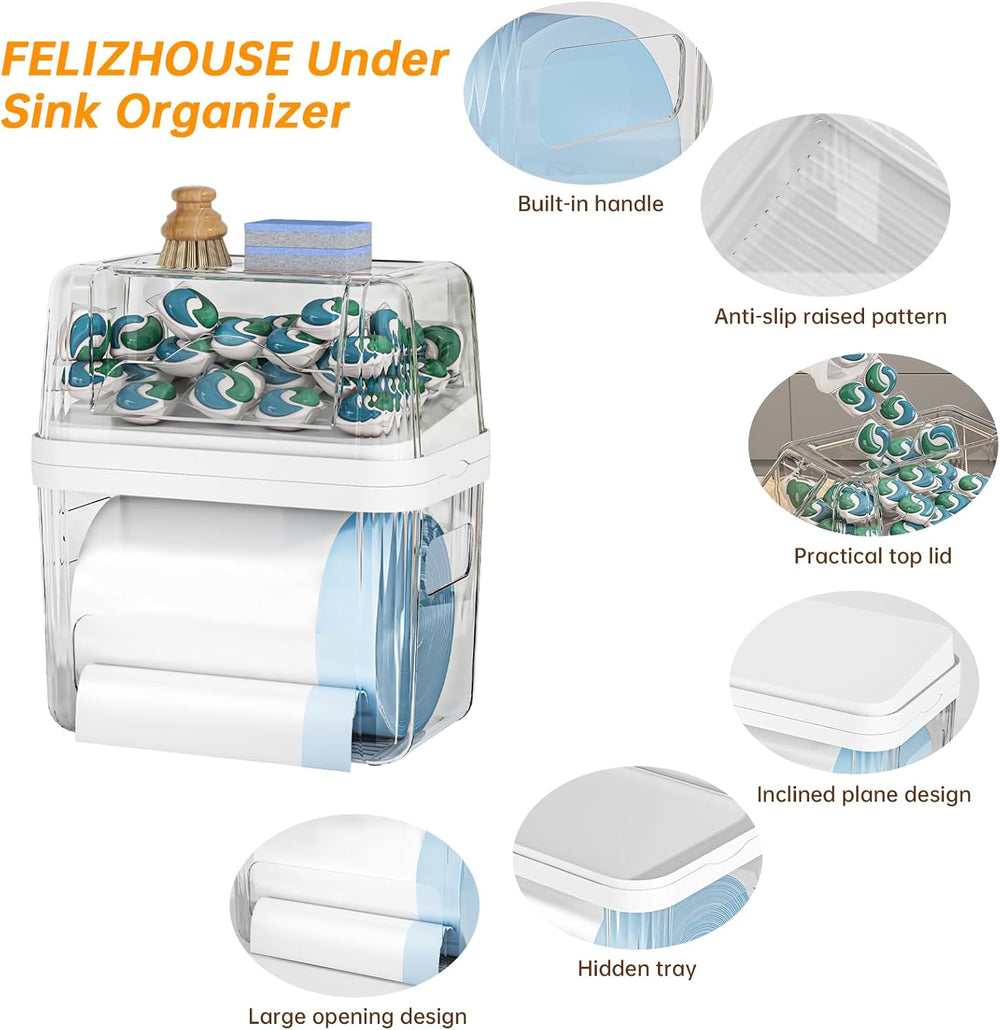 2-in-1 Trash Bag Holder Laundry & Dishwasher Pods Container,Garbage Bag D...