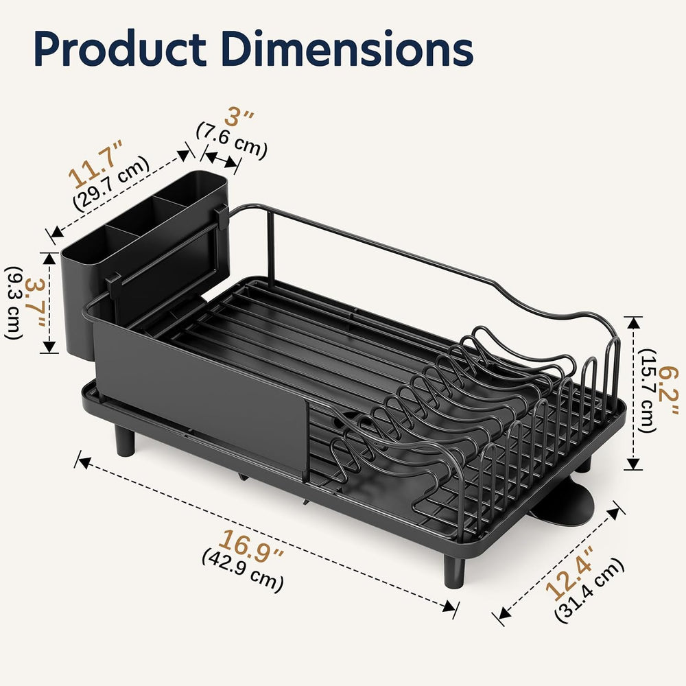 KINGRACK Dish Drying Rack for Kitchen Counter, Dish Drainer with Cup Holder