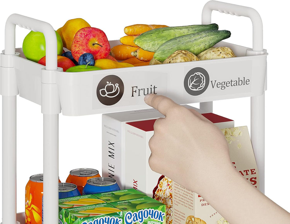4 Tier Rolling Cart with Wheels, Utility Storage Carts,White