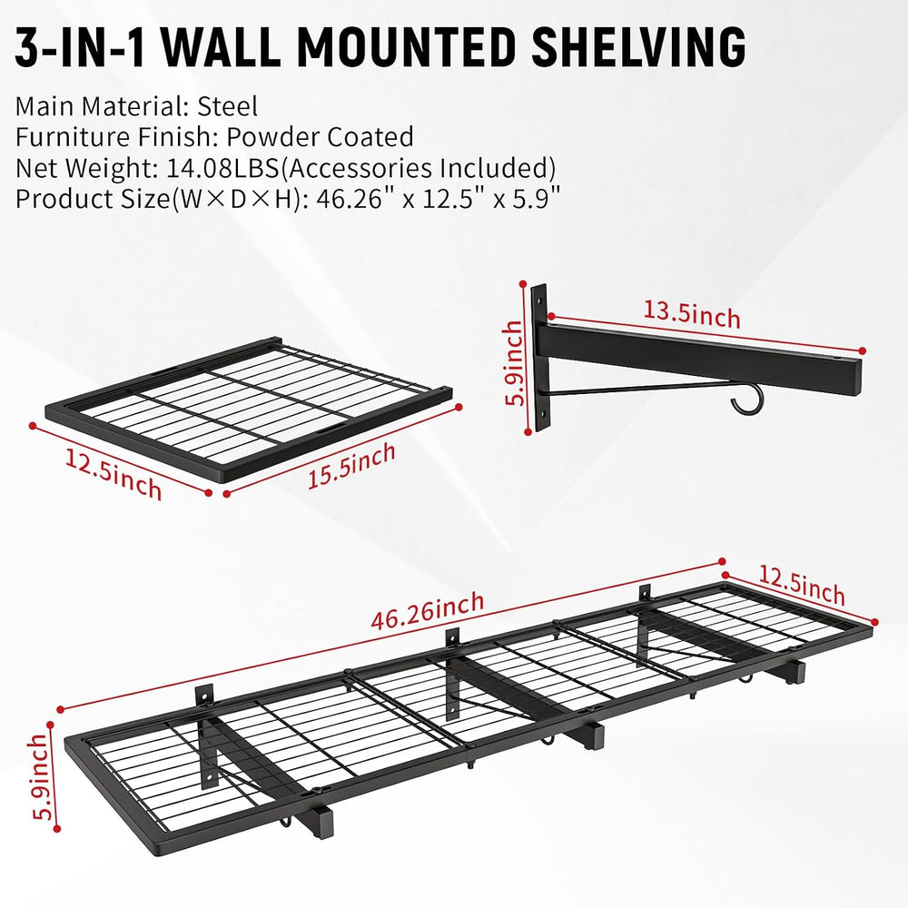 2 Pack Garage Wall Shelves, 46"X 12.5" Garage Shelving Wall Mounted...