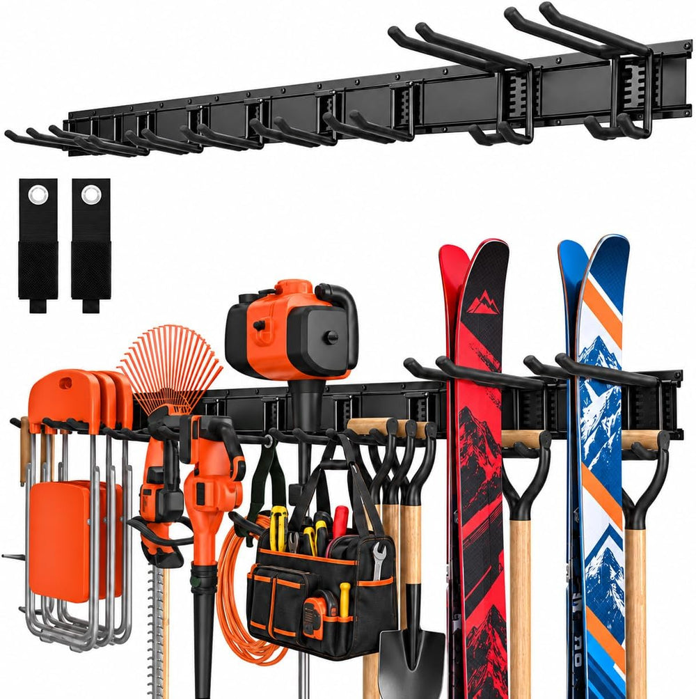 Ski Rack 66" Garage Tool Organizer Wall Mount 700 lbs Garden Tool Organizer