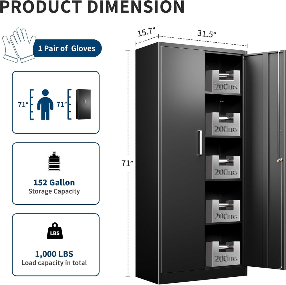 Metal Garage Storage Cabinet, Lockable Utility Storage