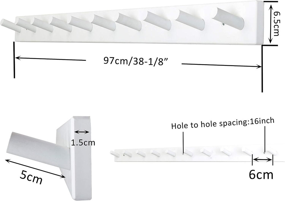 WEBI Coat Rack Wall Mounted,10 Hooks,38" Long Coat Hanger Wall Mount,Peg...