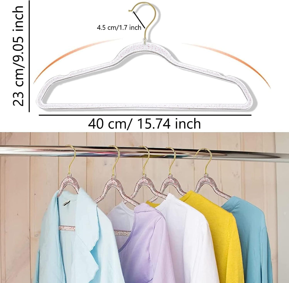 Pink Clothes Hangers 16", 40 Pack Plastic Clear Coat Hanger for Adult Cl...