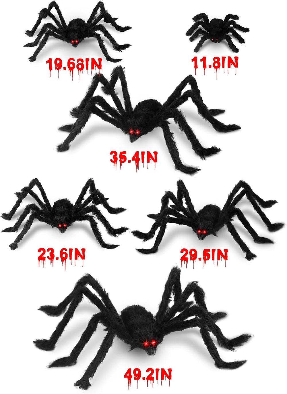Acina 6 Pcs Halloween Giant Spider Decorations for Indoor and Outdoor