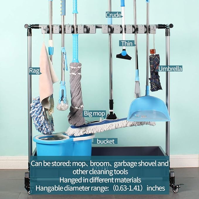 broom and mop holder put wet mops movable Commercial mop rack cleaning tool