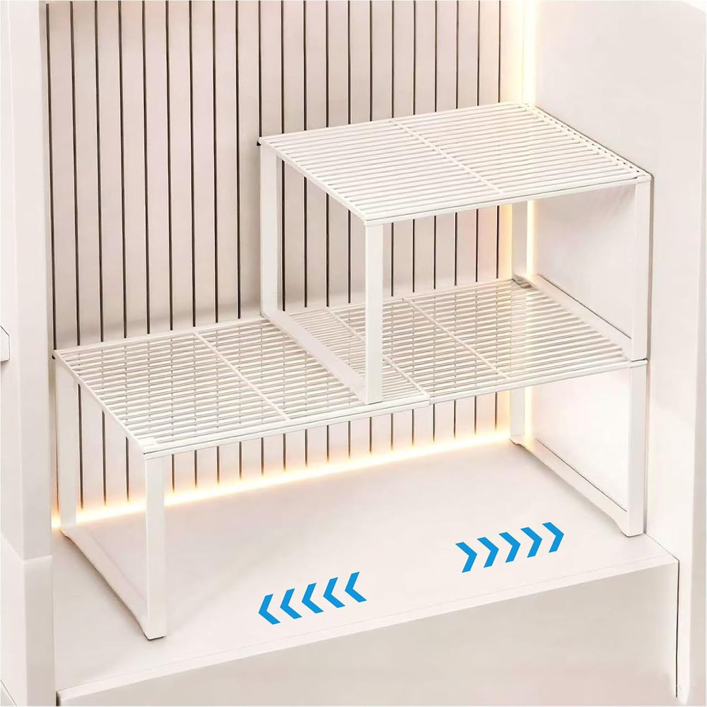 Extendable Metal Wire Shelf Organizer - Adjustable 15-24.4in Length, Stackabl...
