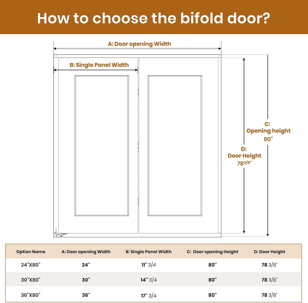 SMARTSTANDARD Bifold Closet Door for 32" x 80" Opening,1-Panel Bi-f...