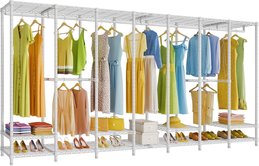 VIPEK V70 White Metal Garment Rack, Adjustable Open Wardrobe Load 1670lbs