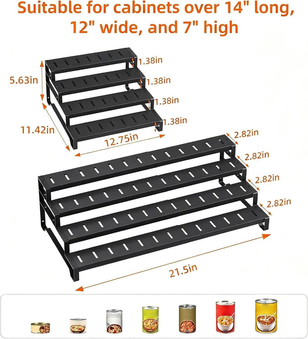 Expandable Can Organizer for Pantry, 4-Tier Adjustable Metal Can Rack