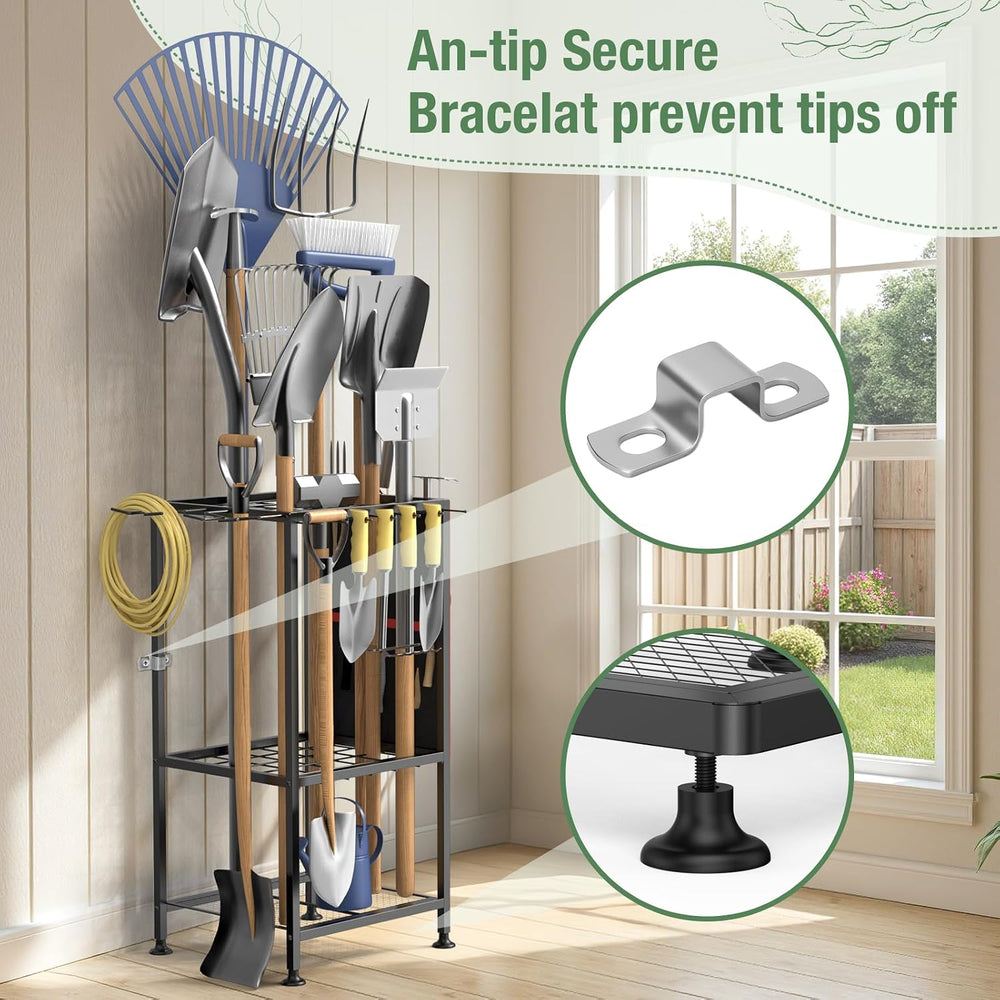 Garden Tool Organizer,Metal Yard Tool Organizer ,Holds 50 Long-Handled Tools/...