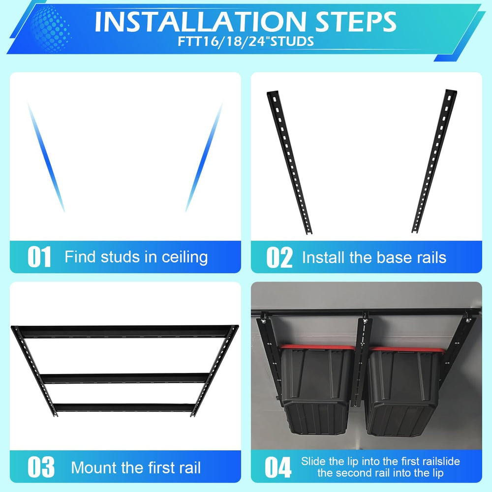 Overhead Garage Storage Rack, Adjustable Ceiling Storage Rack
