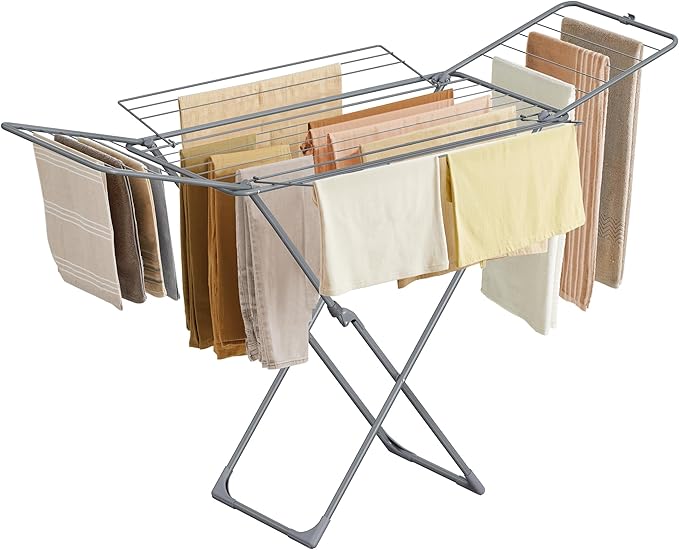 SONGMICS Clothes Drying Rack, Metal Laundry Drying Rack, Space-Saving,