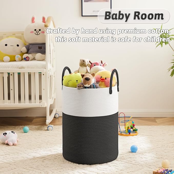 Laundry Basket, Woven Cotton Rope Laundry Hamper, 100L
