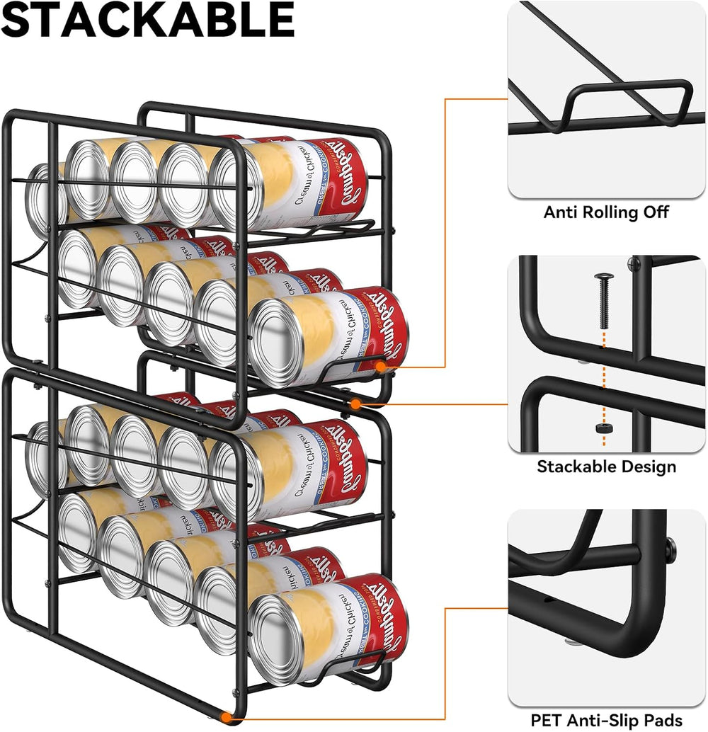 MOOACE 4 Pack Can Organizer for Pantry, Stackable Soda Can Dispenser Rack