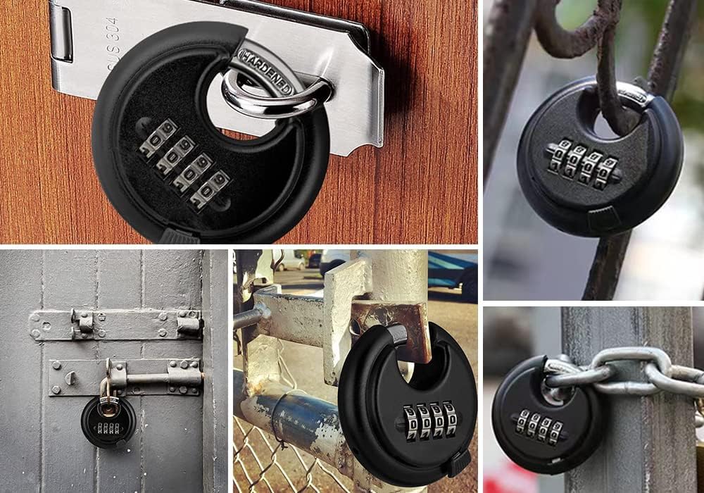 WULALACK Outdoor Combination Lock，4 Digit Discus Combination Padlock,Heavy Du...