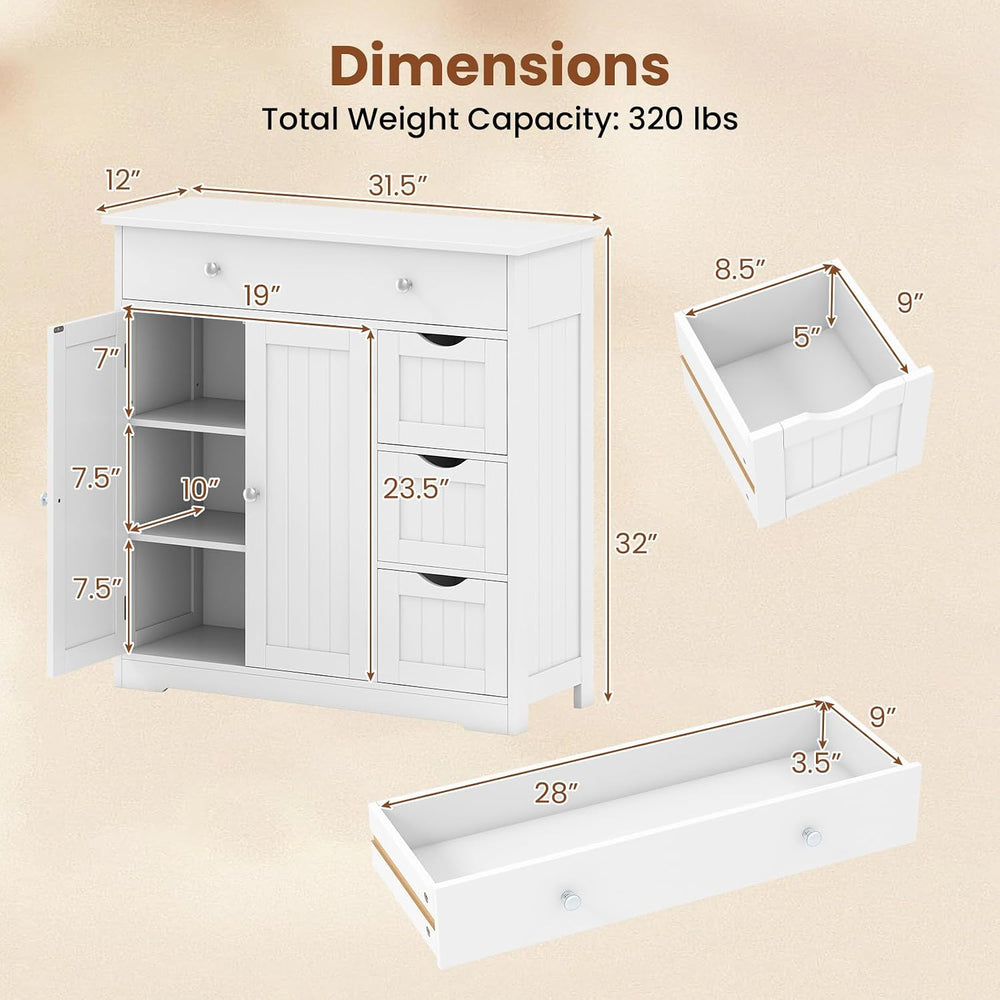 Bathroom Floor Cabinet with Concealed Storage