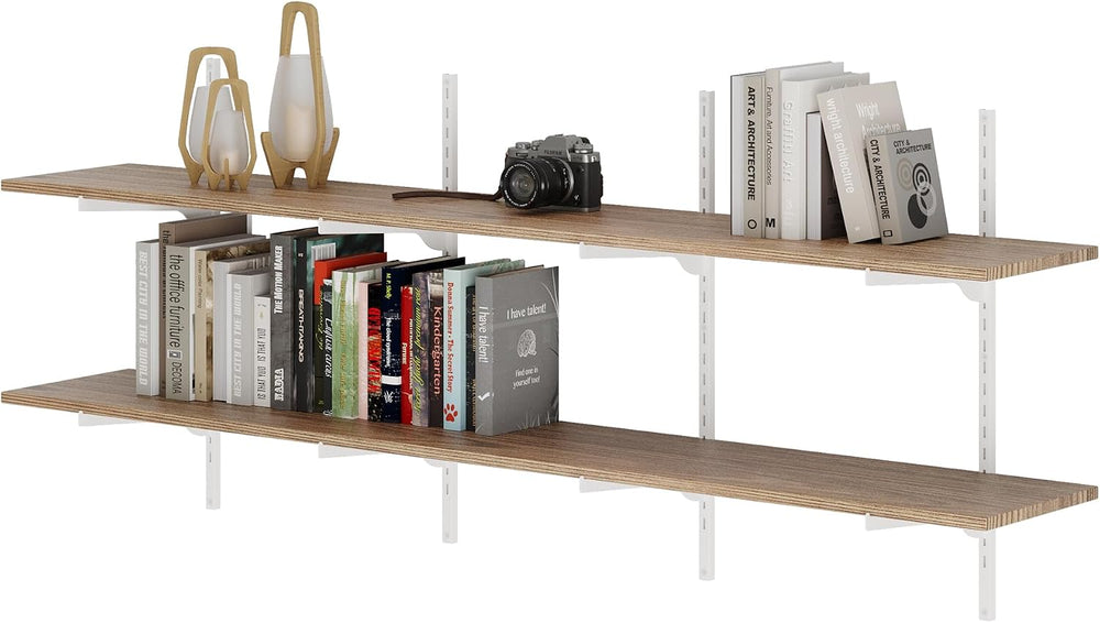 Wallniture Turin 60 Inch Floating Bookshelf, 10" Deep Adjustable Wall Sh...