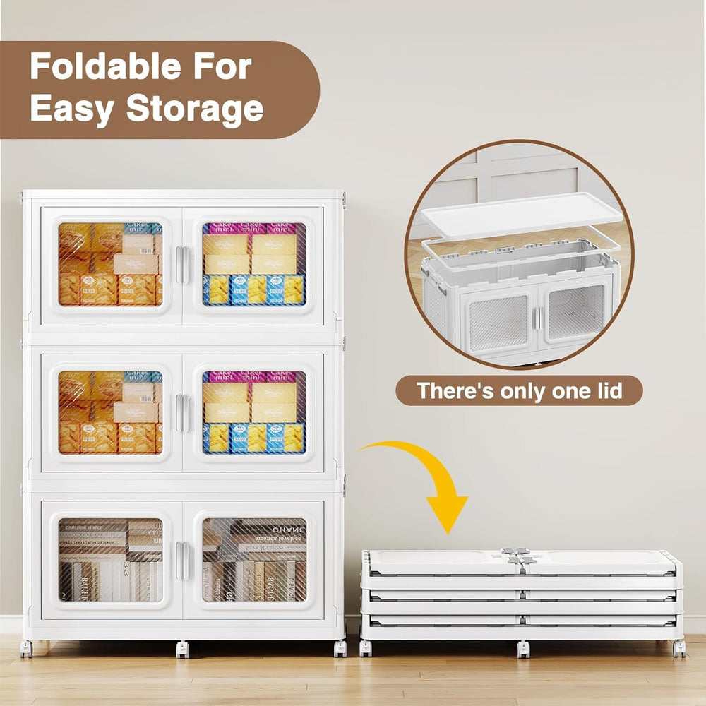 BROVIEW 165Gal Extra Large Storage Bins with Lid and Wheels, White, 3 Pack