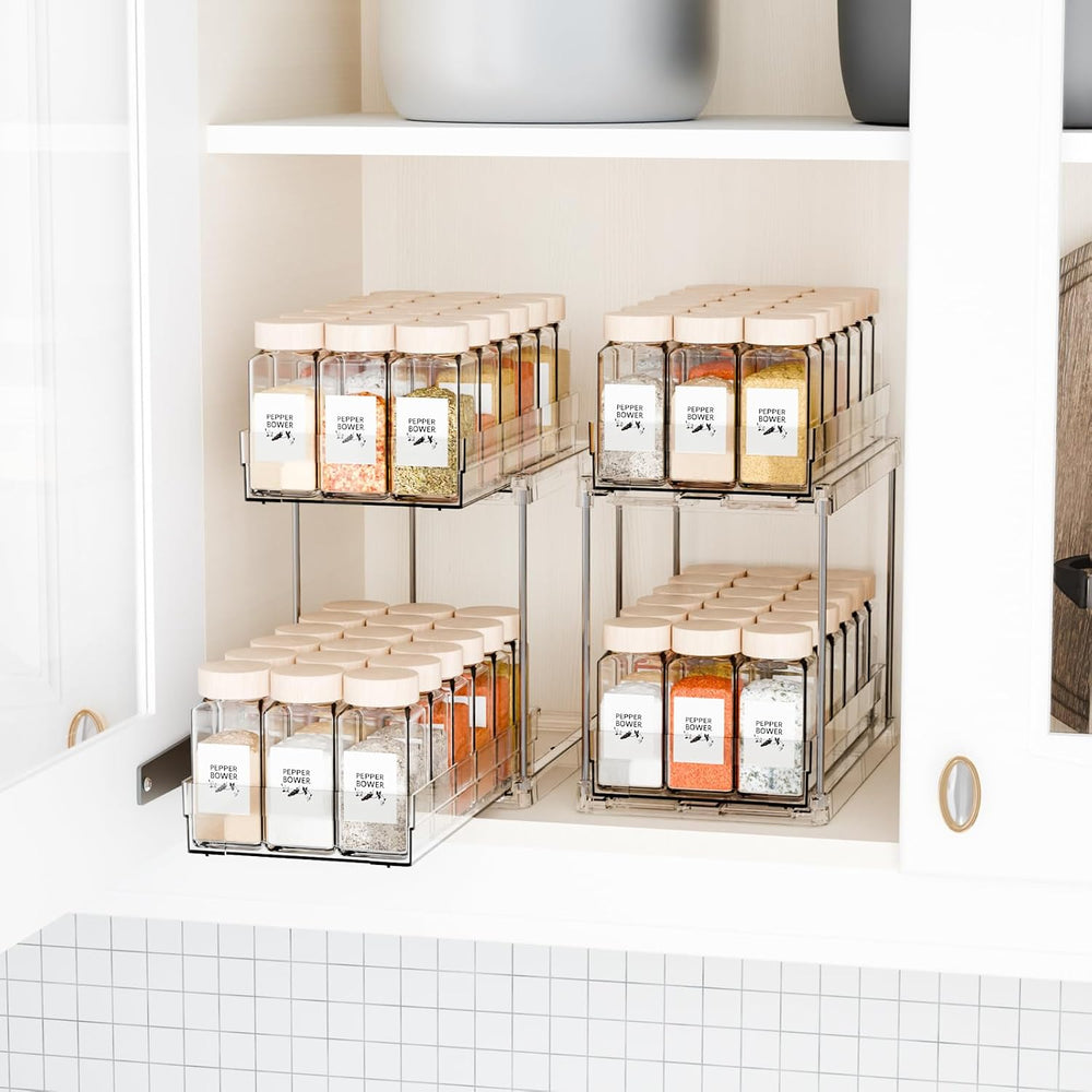 Yieach 4 Pack 2 Tier Vertical Spice Rack Pull Out,10.4'' Deep Narrow ...