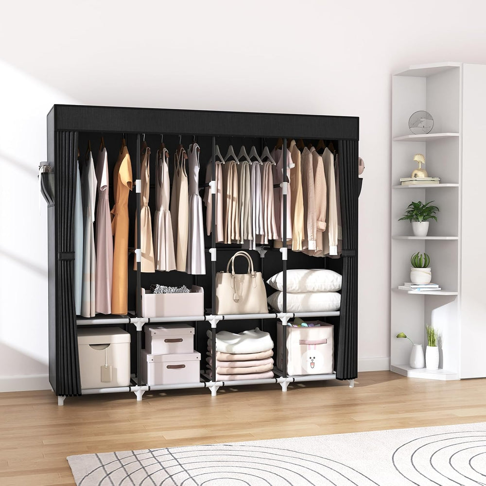 VTRIN Portable Closet for Hanging Clothes 67 Inch Wide Large Capacity Portabl...
