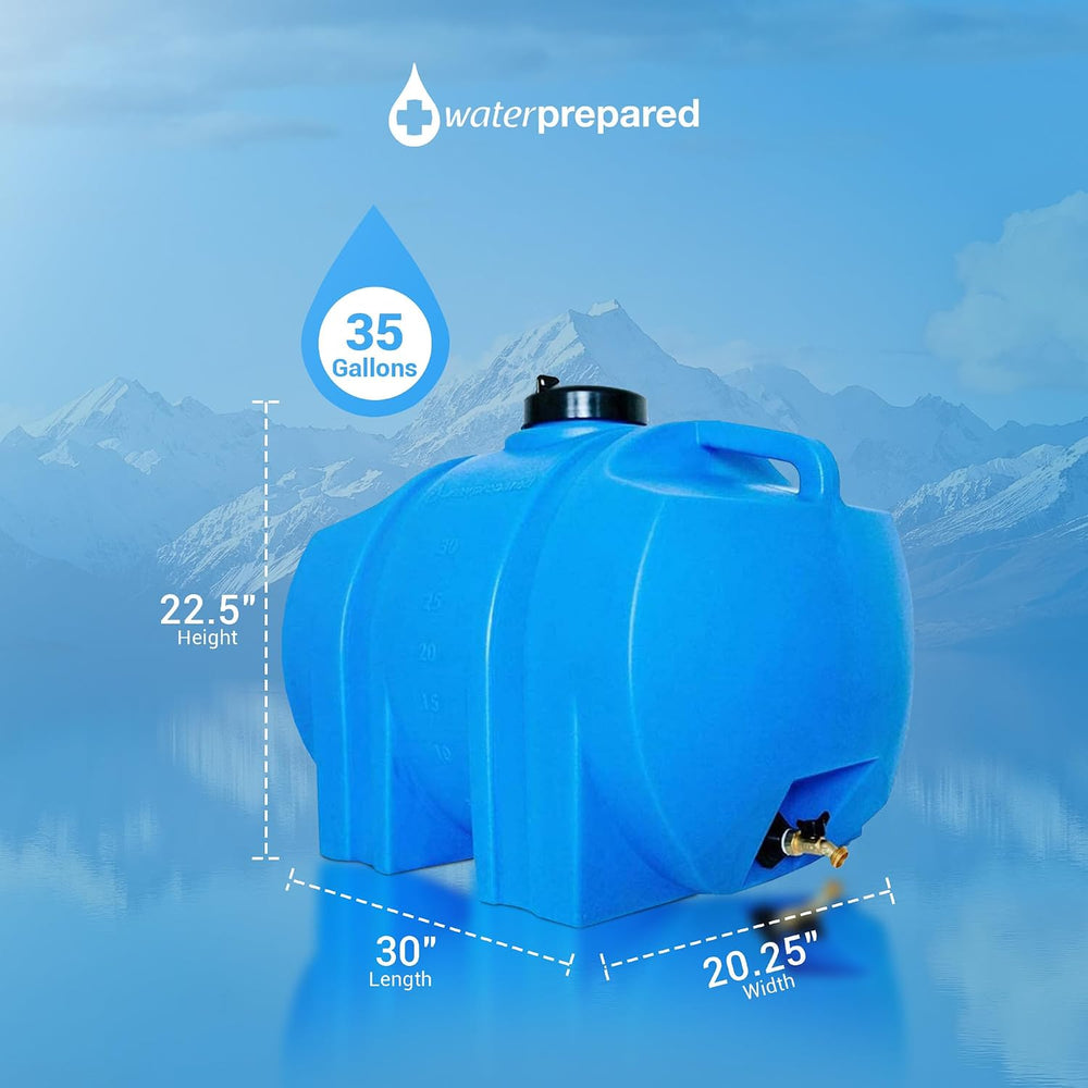 WaterPrepared 35 Gallon Portable Utility Water Tank, Blue
