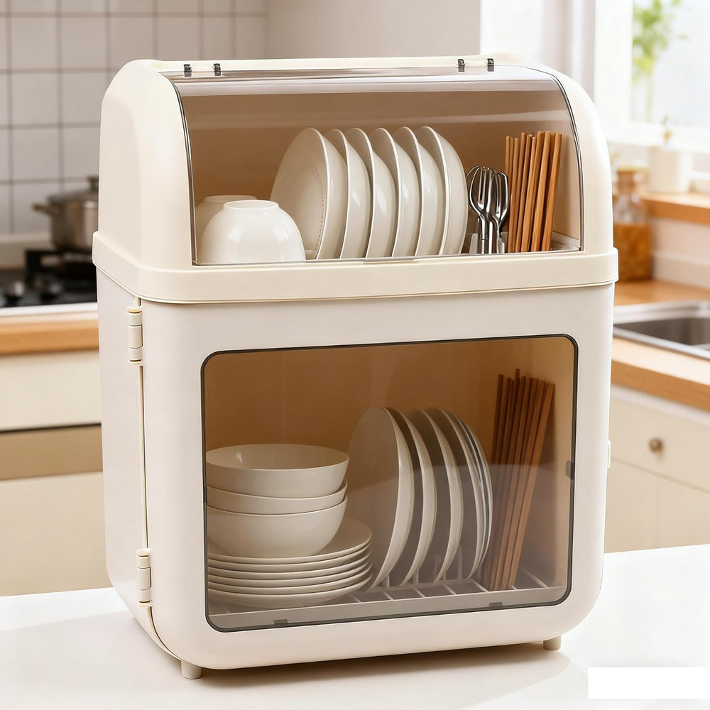 Plastic Plate Drying Rack, Cup Drying Rack and Removable Drain Plate, Kitchen...