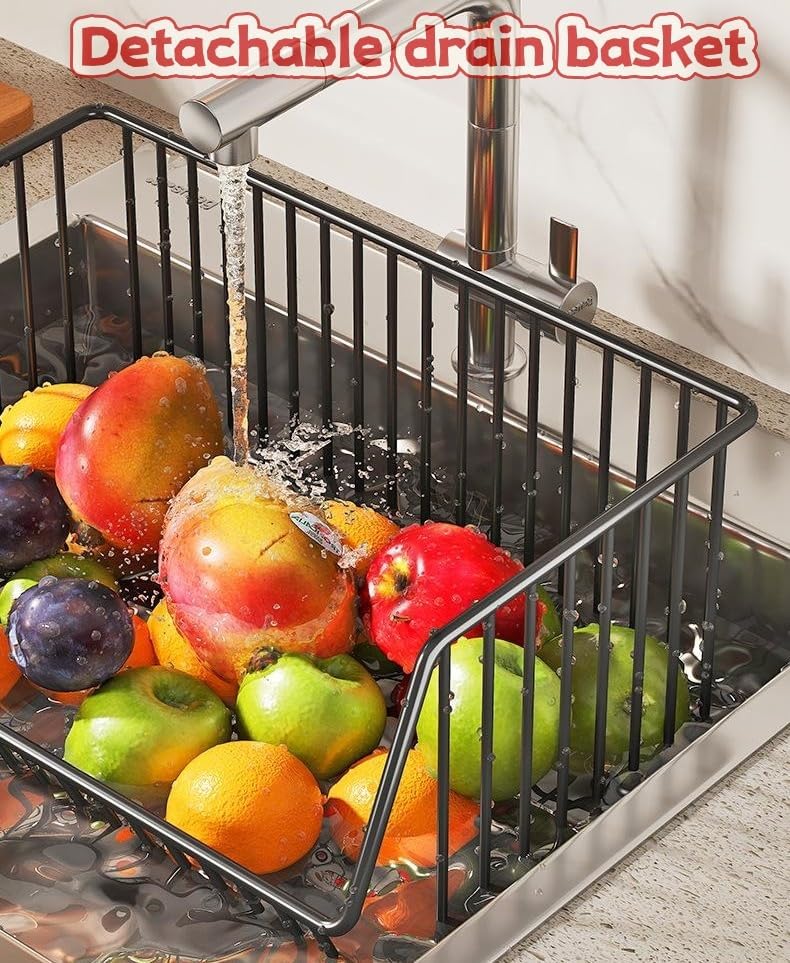 4 Tier Stackable Metal Wire Storage Baskets with Wheels, Fruit Vegetable Stor...
