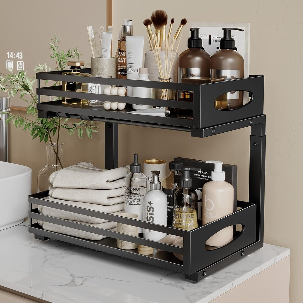 mixeshop Under Sink Organizer, 2 Tier Under Sink Organizers and Storage, Adju...
