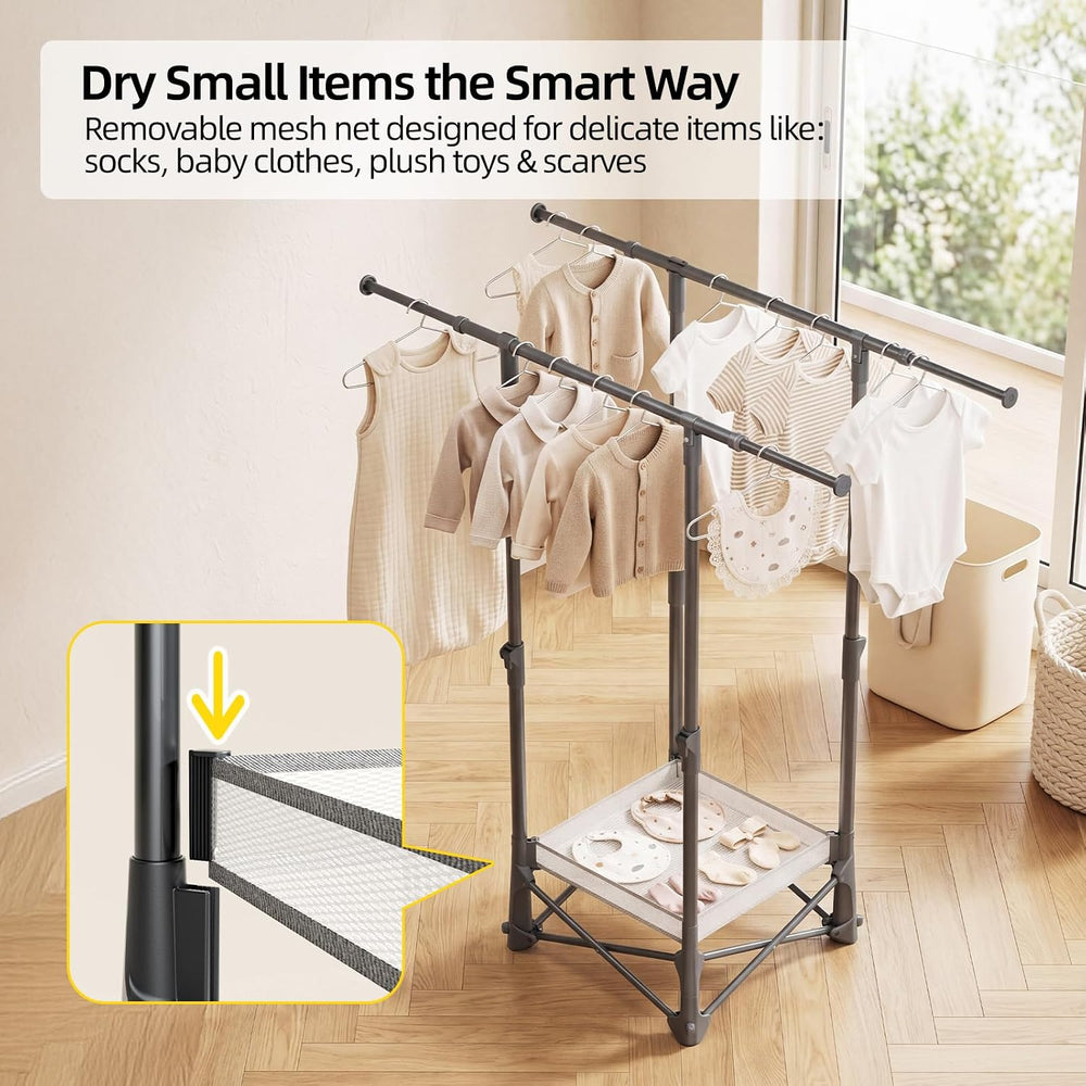 BIREN Foldable Clothes Drying Rack with Drying Net Portable Clothes Rack with...